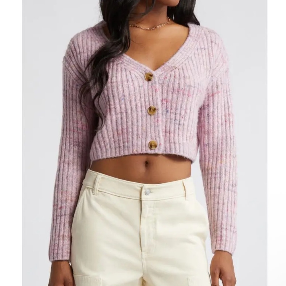 NWT BP Pink Ribbed Button-Up Cardigan